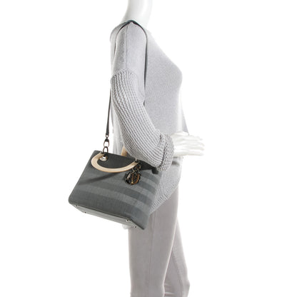 Christian Dior Silk Striped Medium Lady Dior Grey 2 of 8