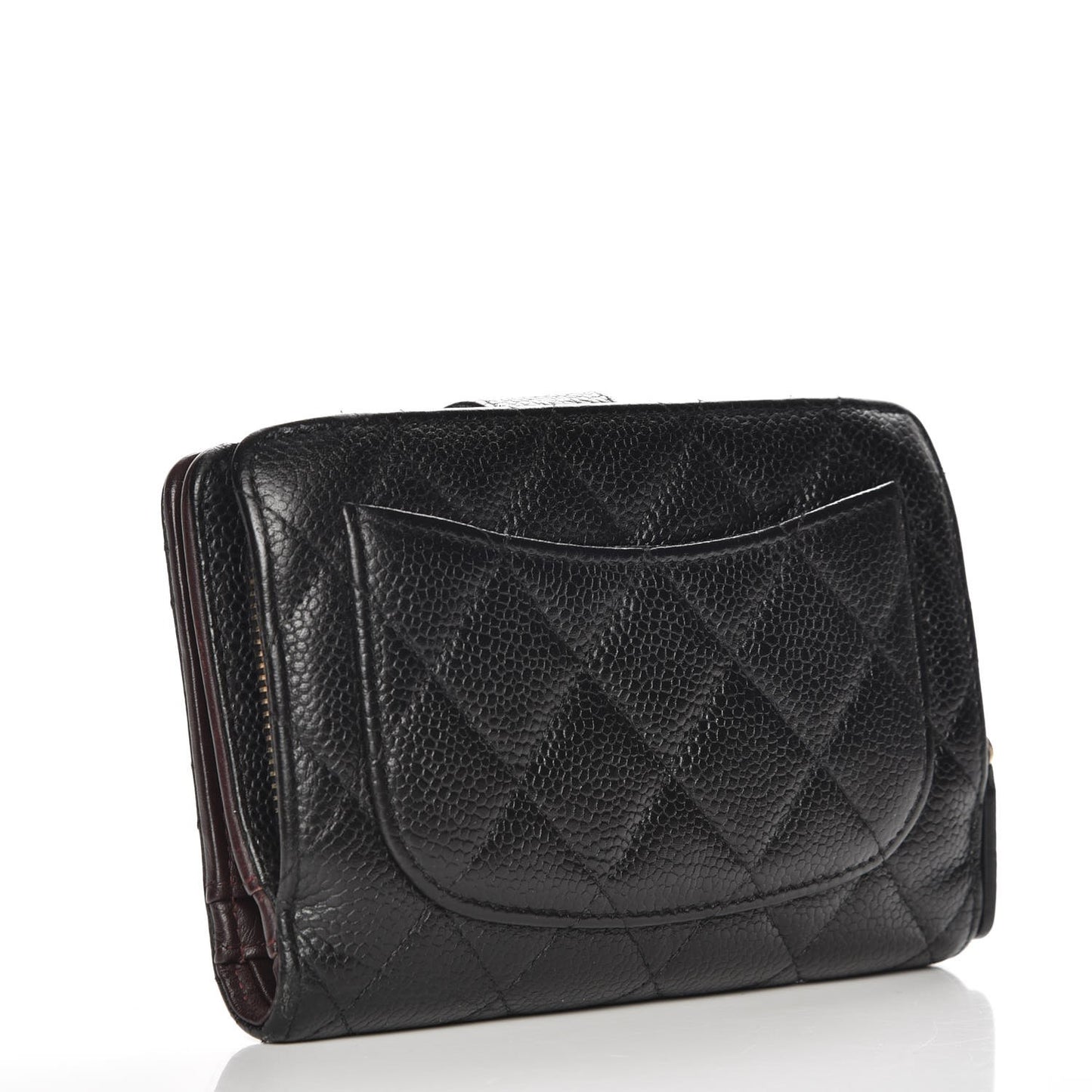 Caviar Quilted Zipped Pocket Wallet Black