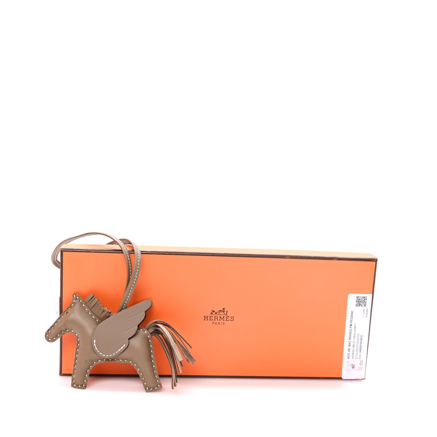 Hermes Milo Lambskin Swift Grigri Rodeo Pegase Horse Bag Charm PM Etoupe 5 of 5