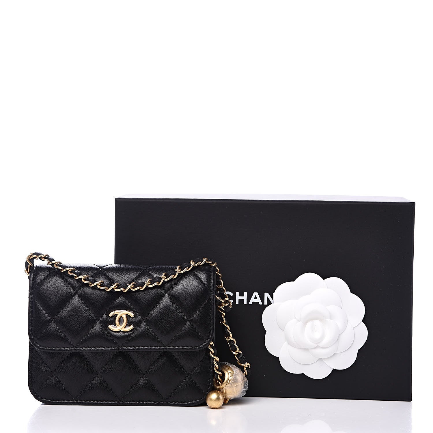 Chanel Lambskin Quilted Pearl Crush Clutch With Chain Black 10 of 10