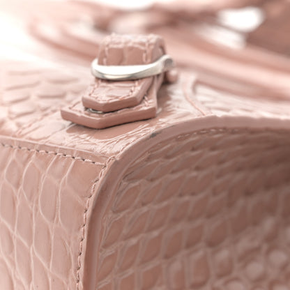 Balenciaga Shiny Supple Calfskin Crocodile Embossed Neo Classic Silver Hardware S City Nude Beige 12 of 13