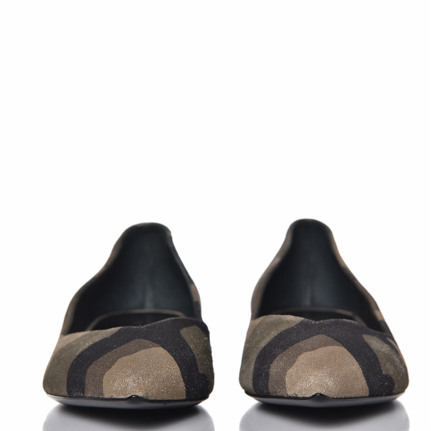 Suede Camouflage Print Paris 10 Decolete Ballerina Flats 36 Green