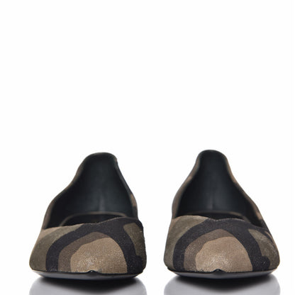 Saint Laurent Suede Camouflage Print Paris 10 Decolete Ballerina Flats 36 Green 2 of 16