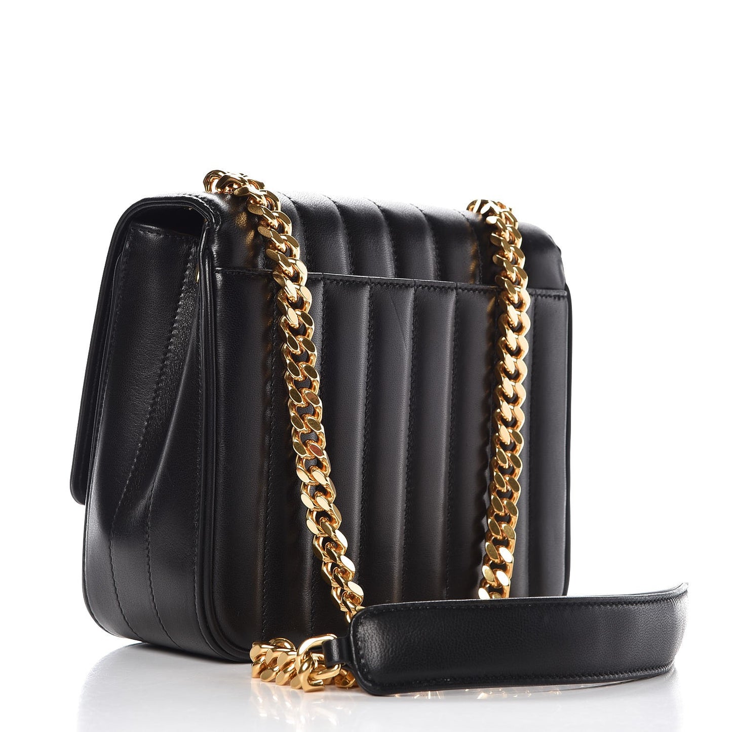 Lambskin Matelasse Monogram Medium Vicky Chain Bag Black