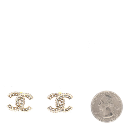 Chanel Crystal Timeless CC Earrings Light Gold 2 of 5