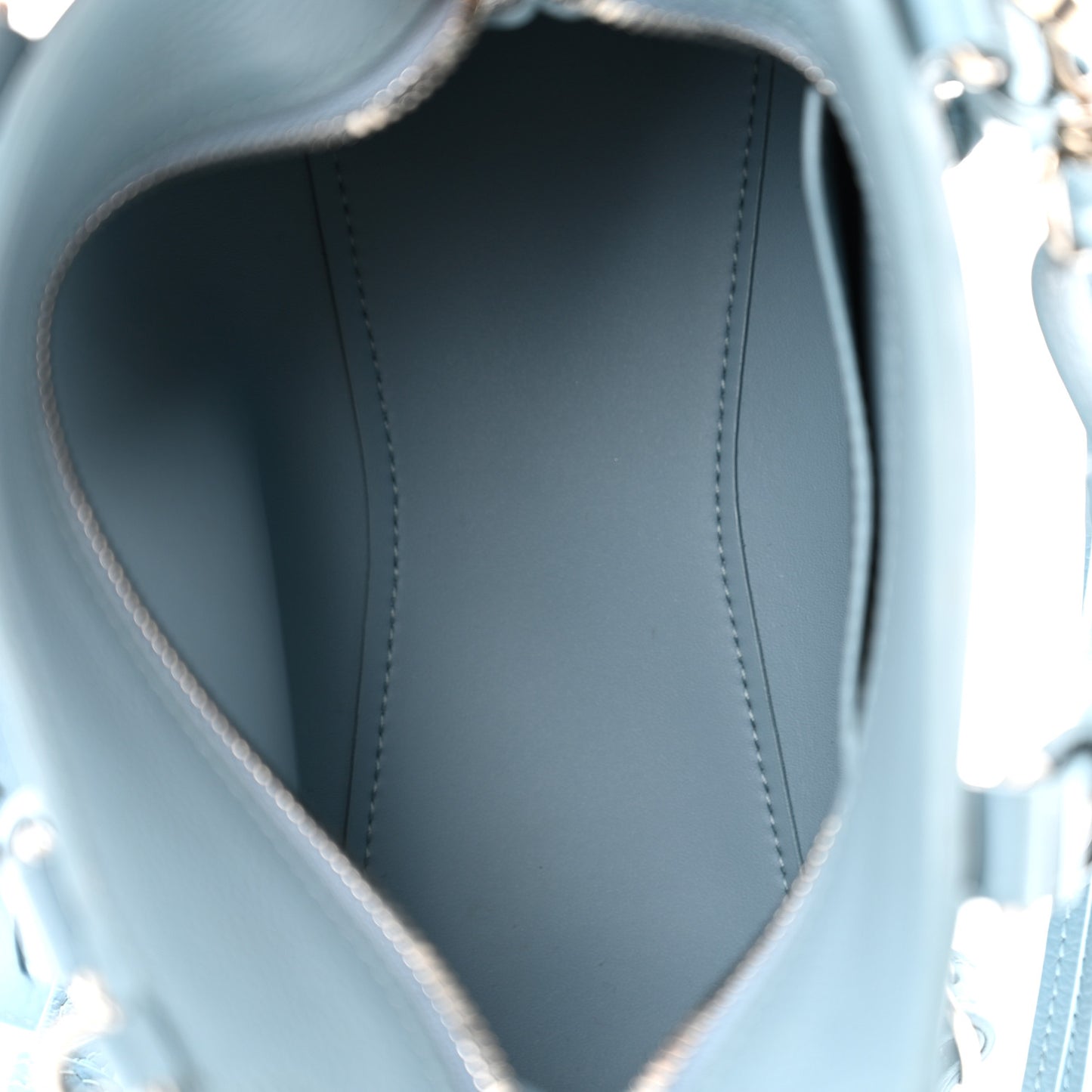 Grained Calfskin Neo Classic Silver Hardware Mini City Blue Grey