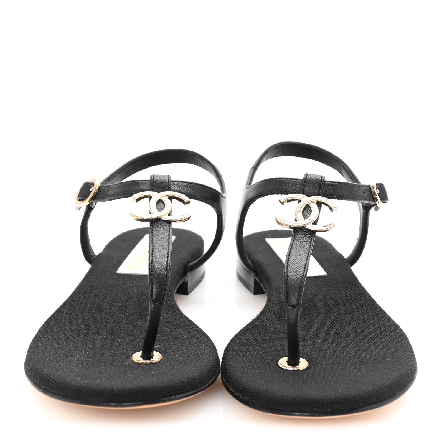 Chanel Lambskin CC Logo Thong Sandals 36 Black 3 of 10