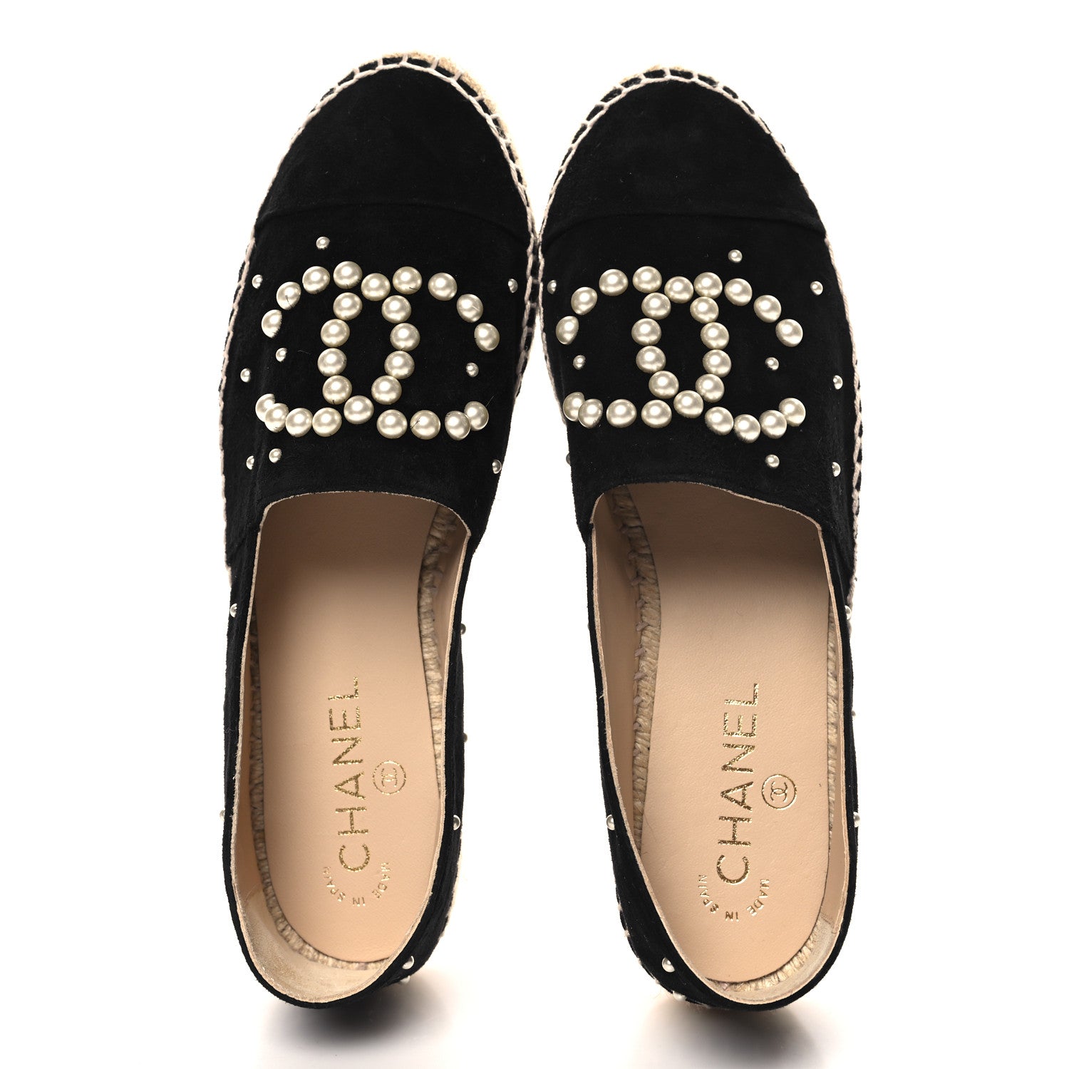 Chanel Suede Pearl CC Espadrilles 40 Black 2 of 11