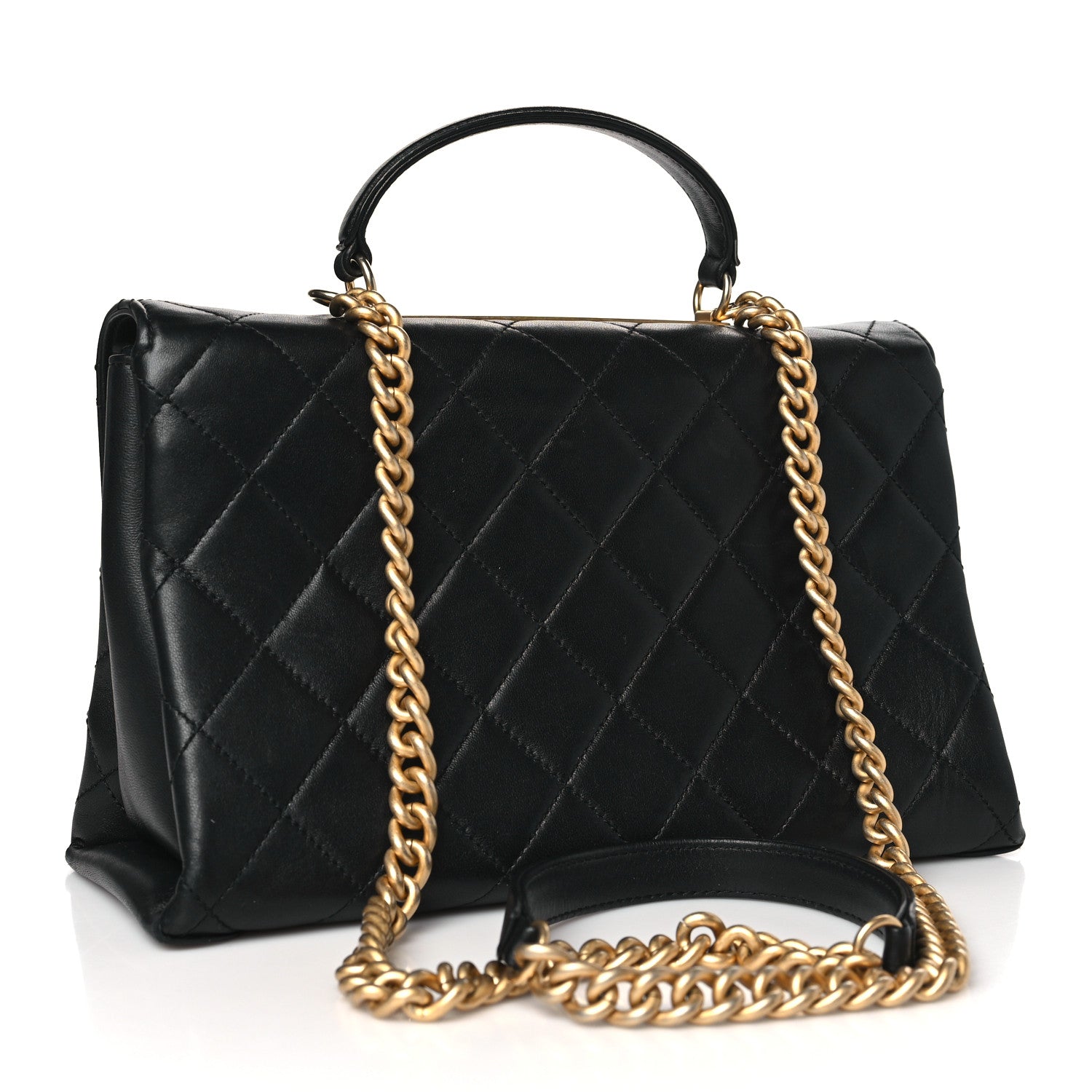 Chanel Lambskin Quilted Large Trendy Spirit Top Handle Bag Black 3 of 11