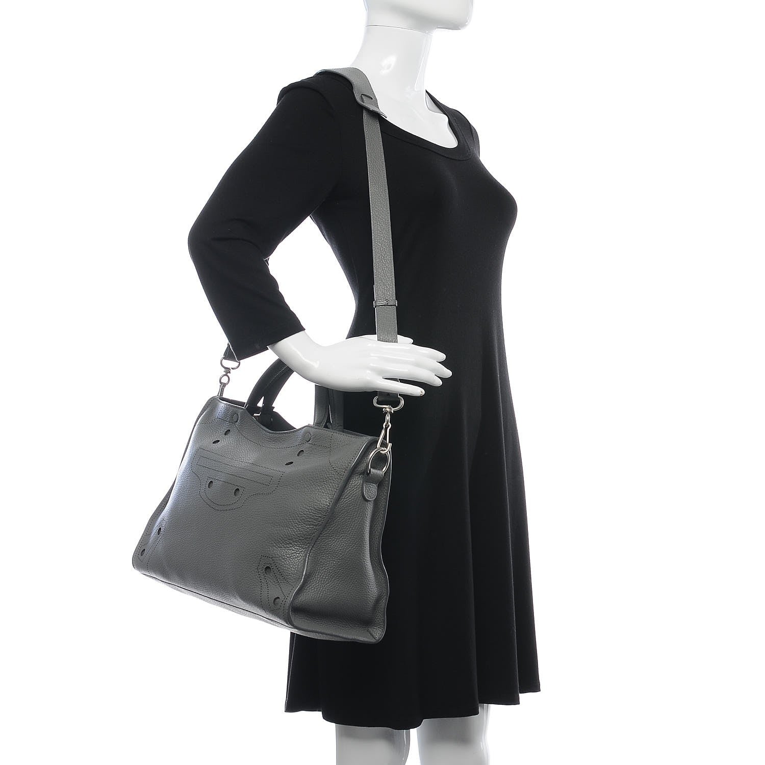 Balenciaga Veau Grana Perforated Blackout Hardware City Gris Acier 2 of 7