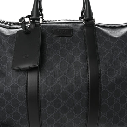 Gucci Soft GG Supreme Calfskin Web Medium Carry On Duffle Bag Black Grey 7 of 18
