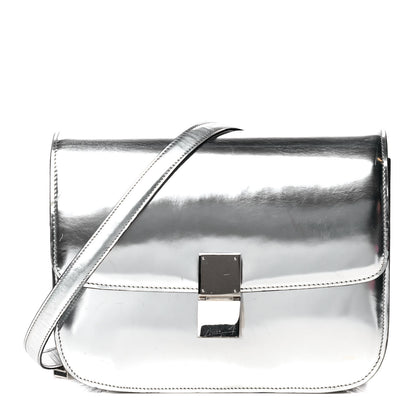 Celine Mirror Box Calfskin Medium Classic Box Flap Bag Silver 1 of 24