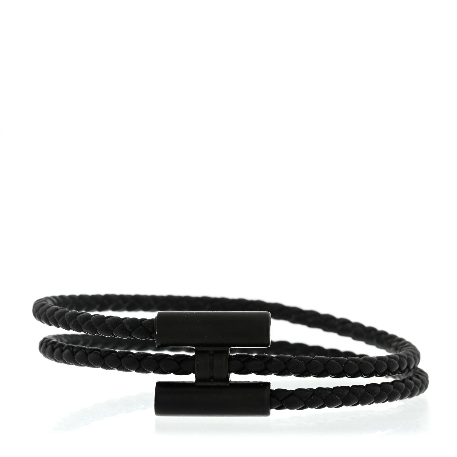 Hermes Swift Double Wrap Cord Tournis Tresse Bracelet T6 Black 1 of 4