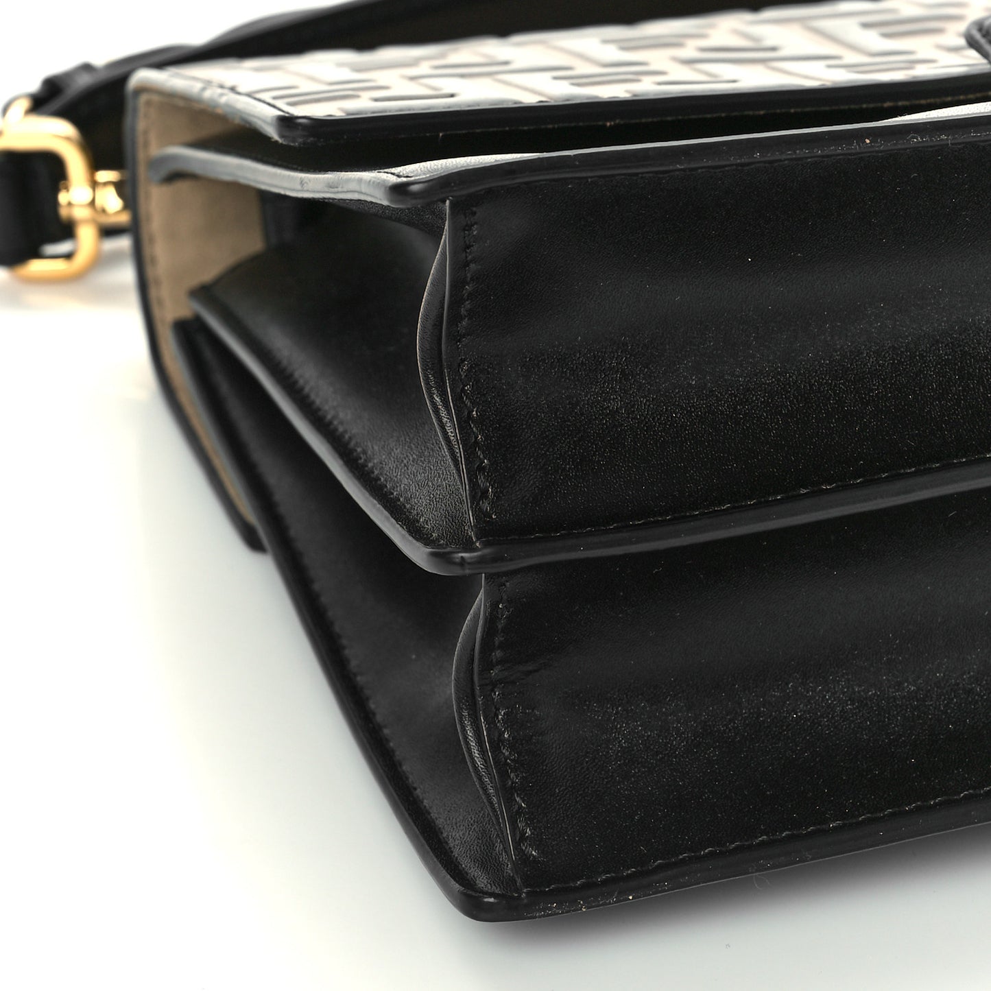 Vitello Liberty Bi-Color FF 1974 Embossed Chain Strap Kan U Shoulder Bag Black Maya
