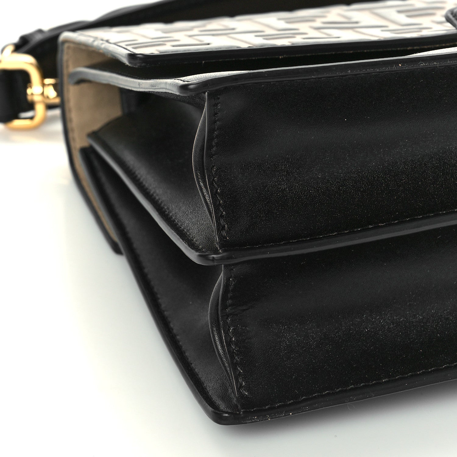 Fendi Vitello Liberty Bi-Color FF 1974 Embossed Chain Strap Kan U Shoulder Bag Black Maya 7 of 8