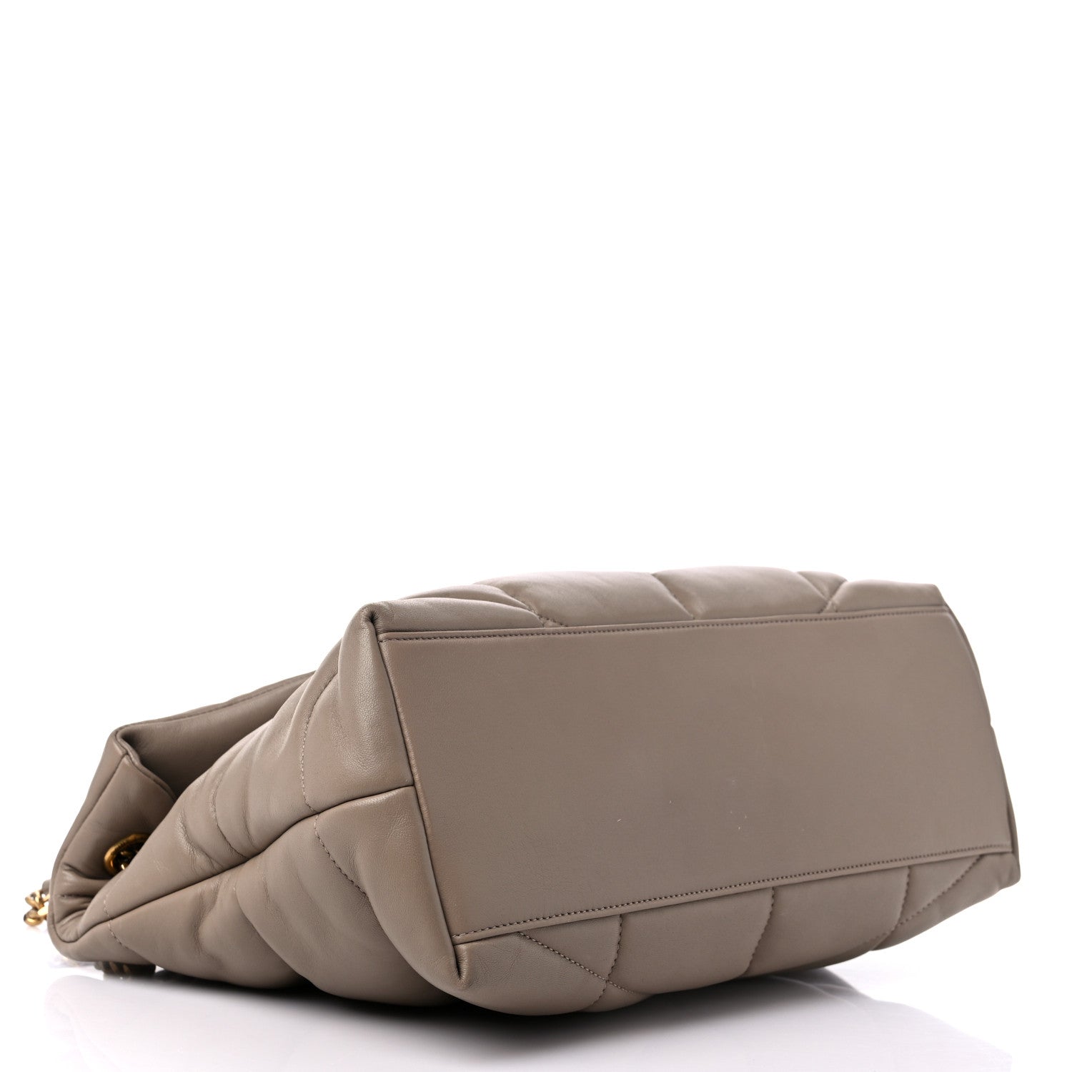Saint Laurent Lambskin Quilted Medium Loulou Puffer Monogram Chain Satchel Dark Beige 4 of 16
