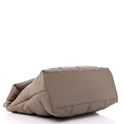 Saint Laurent Lambskin Quilted Medium Loulou Puffer Monogram Chain Satchel Dark Beige 4 of 16