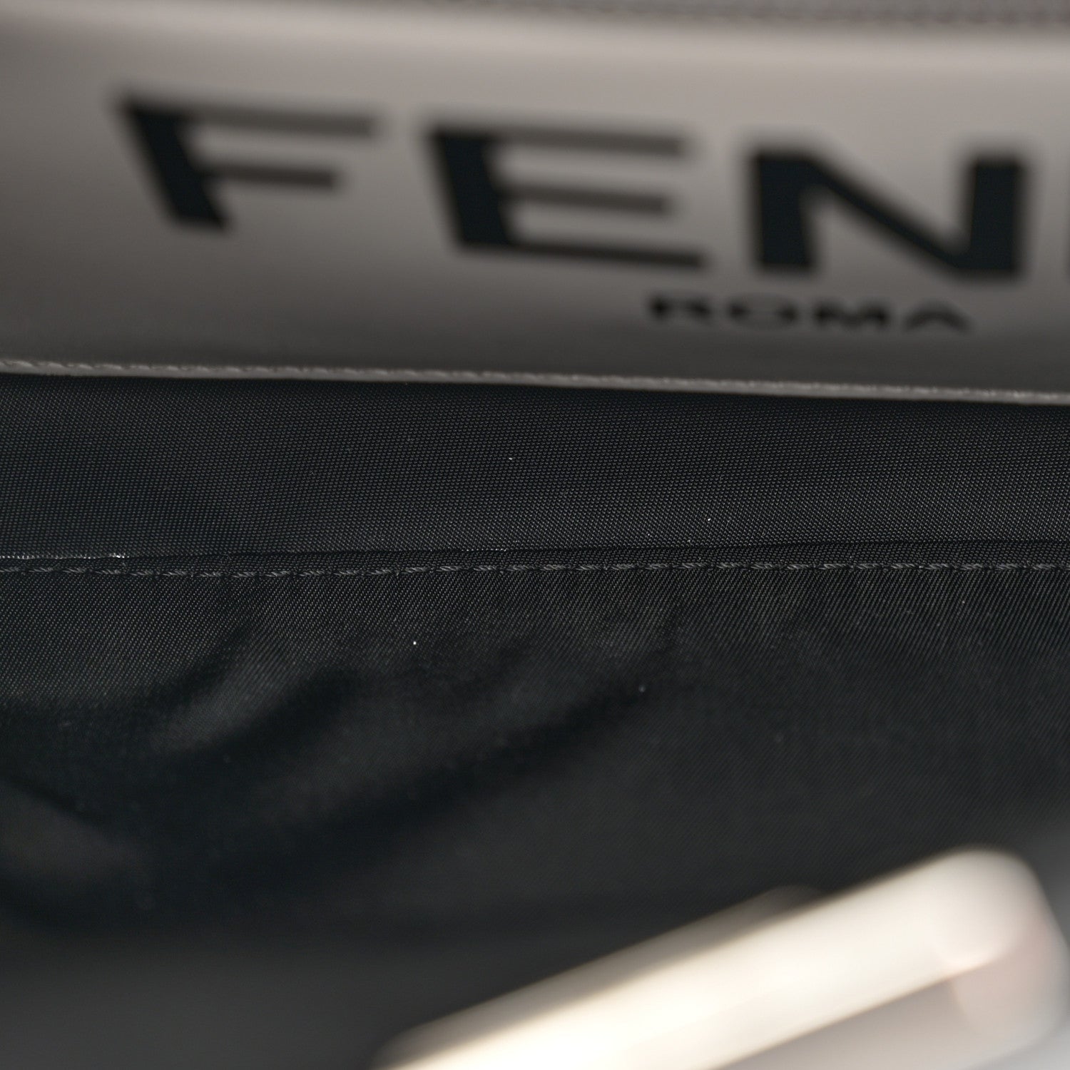 Fendi Nylon Vitello Cover Logo Embossed Mini Peekaboo I SEE U Satchel Black White 6 of 11