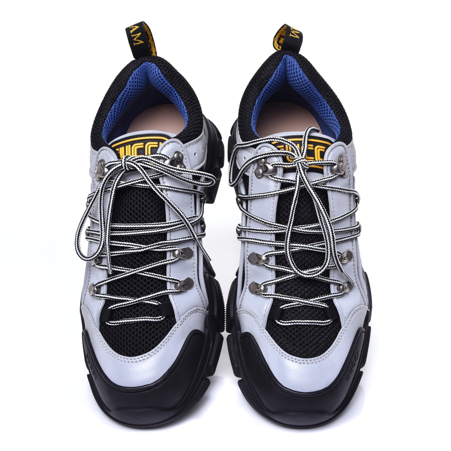 X SEGA Mesh Technical Canvas Calfskin Reflective Mens Flashtrek Sneakers 9 Silver Black