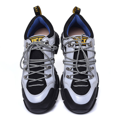 Gucci X SEGA Mesh Technical Canvas Calfskin Reflective Mens Flashtrek Sneakers 9 Silver Black 5 of 10