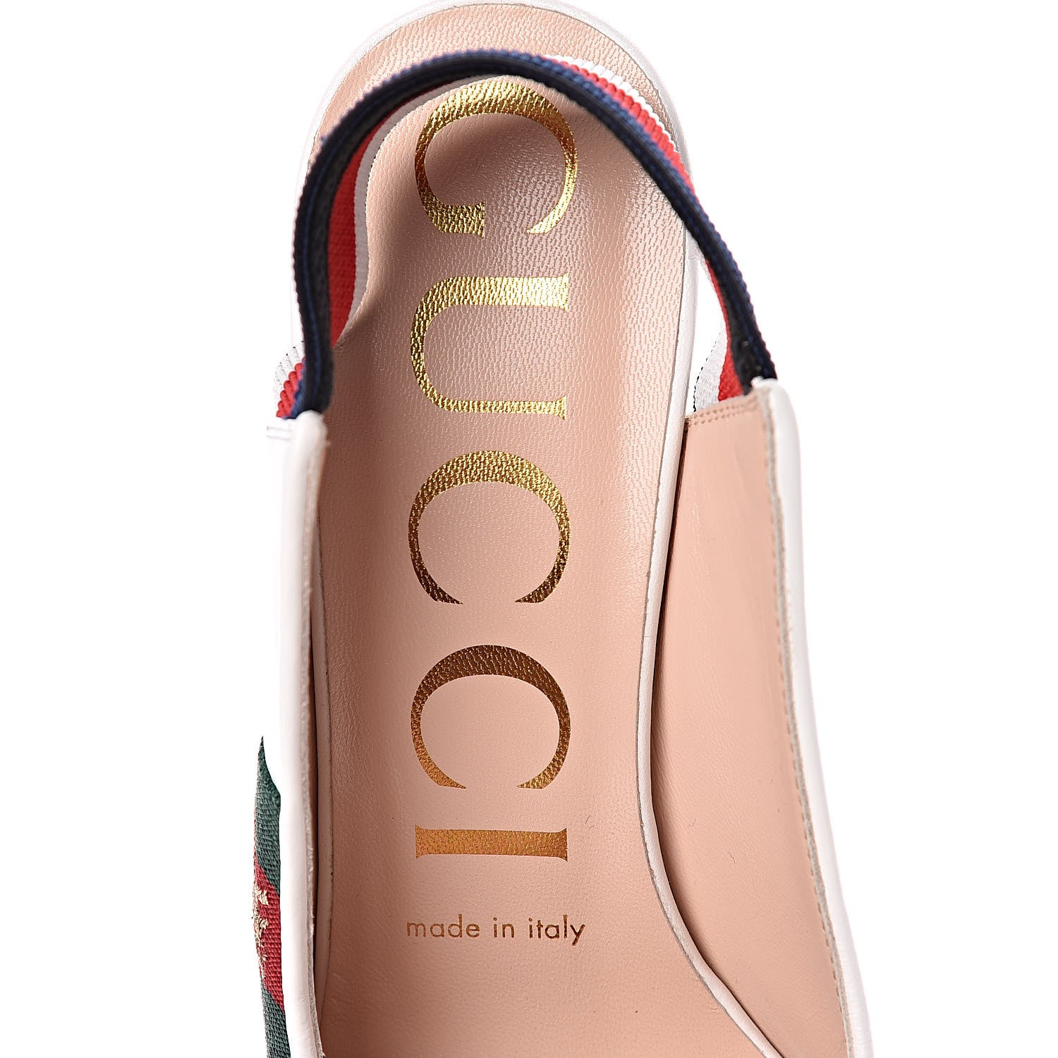 Gucci Malaga Kid Web Sylvie Mid Heel Slingback Pumps 36 White 7 of 9