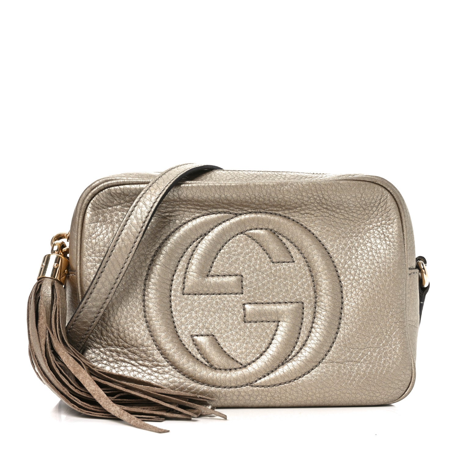 Gucci Metallic Pebbled Calfskin Small Soho Disco Bag Golden Beige 1 of 10