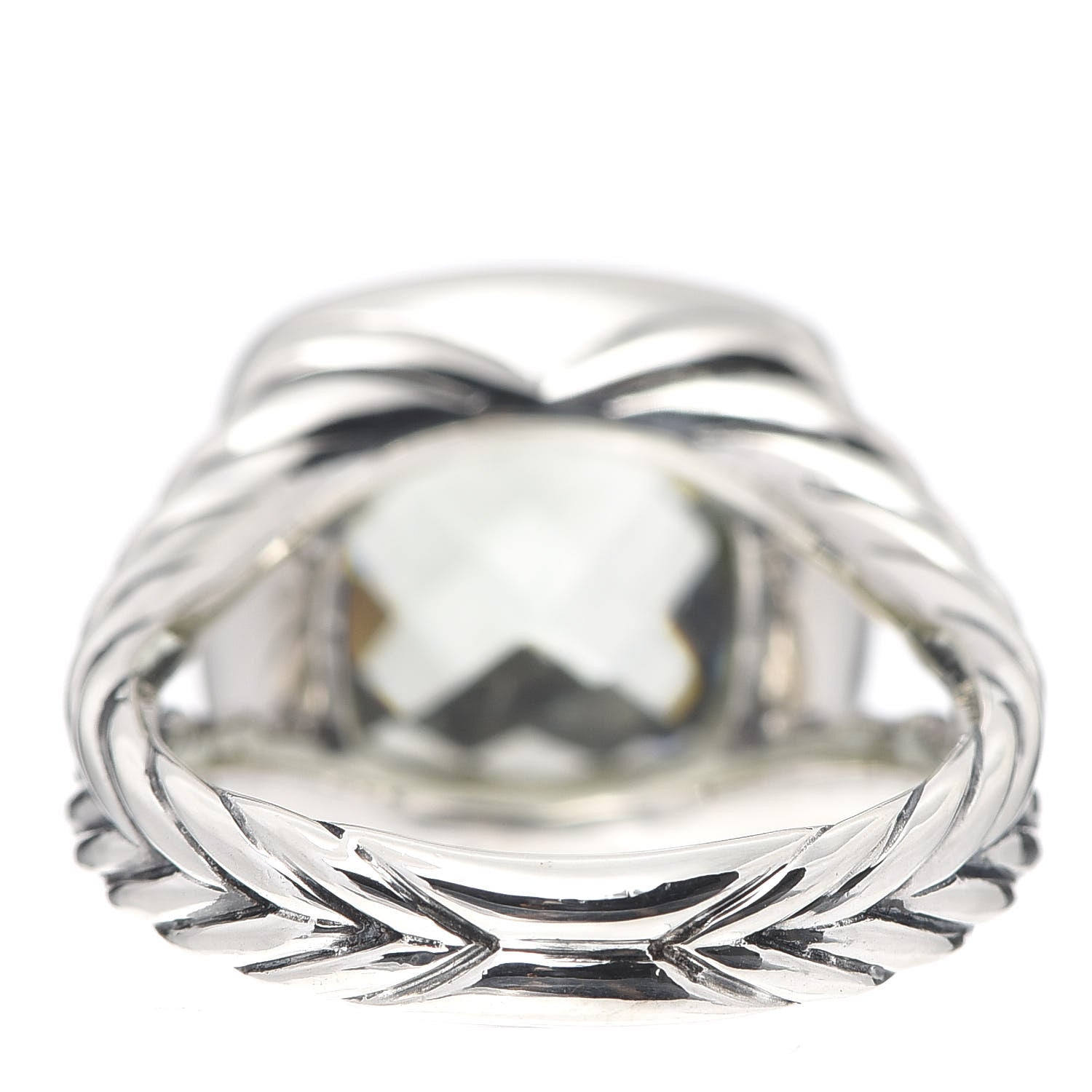 David Yurman Sterling Silver Diamond Prasiolite 11mm Albion Ring 54 7 4 of 5