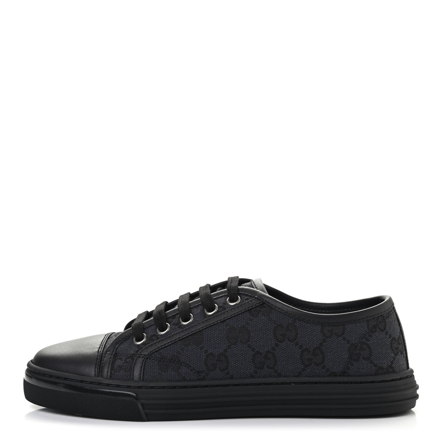 Gucci GG Monogram Calfskin Womens Low Top Sneakers 36.5 Piombo Black 1 of 11