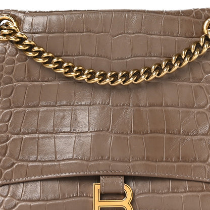 Balenciaga Extra Supple Calfskin Crocodile Embossed Medium Crush Chain Bag Mink Grey 7 of 10