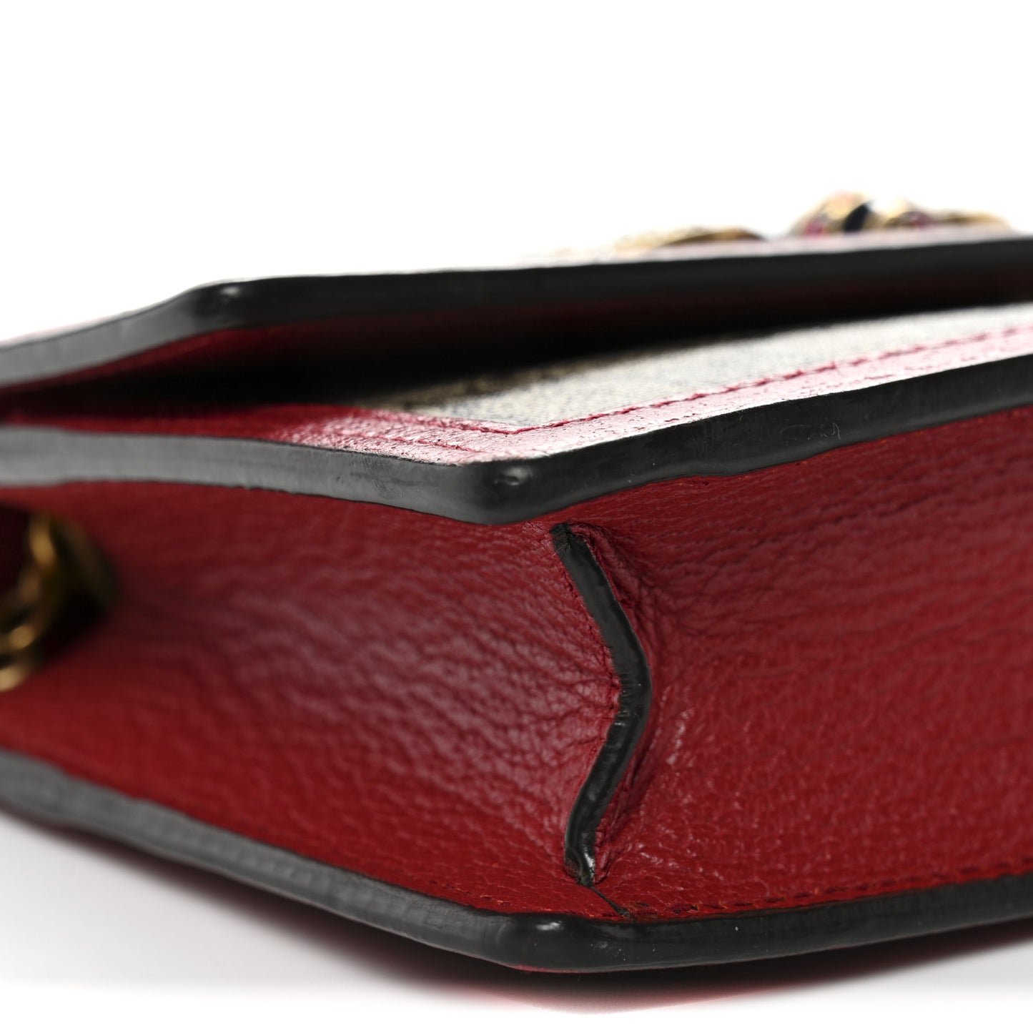 GG Supreme Monogram Web Queen Margaret Chain Wallet Red