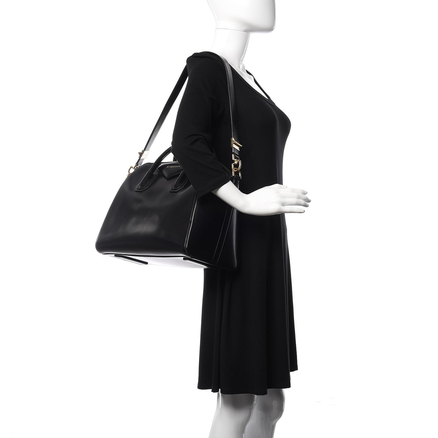 Shiny Lord Calfskin Medium Antigona Black