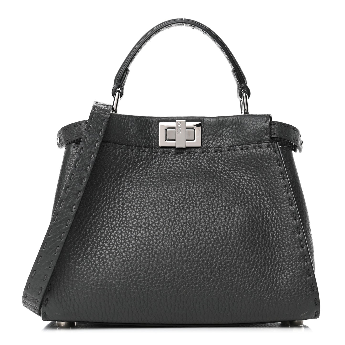 Cuoio Romano Selleria Bi-Color Mini Peekaboo Iconic Satchel Asfalto Latte