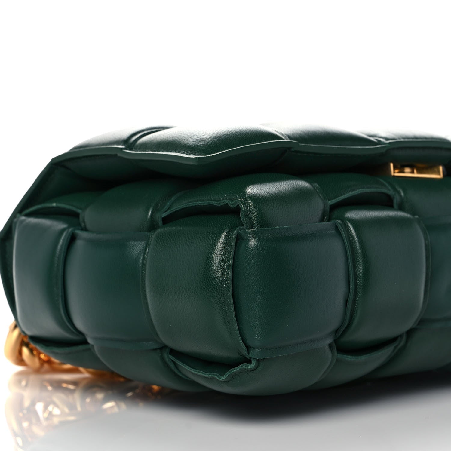 Bottega Veneta Lambskin Maxi Intreccio Padded Chain Cassette Crossbody Bag Racing Green 11 of 13