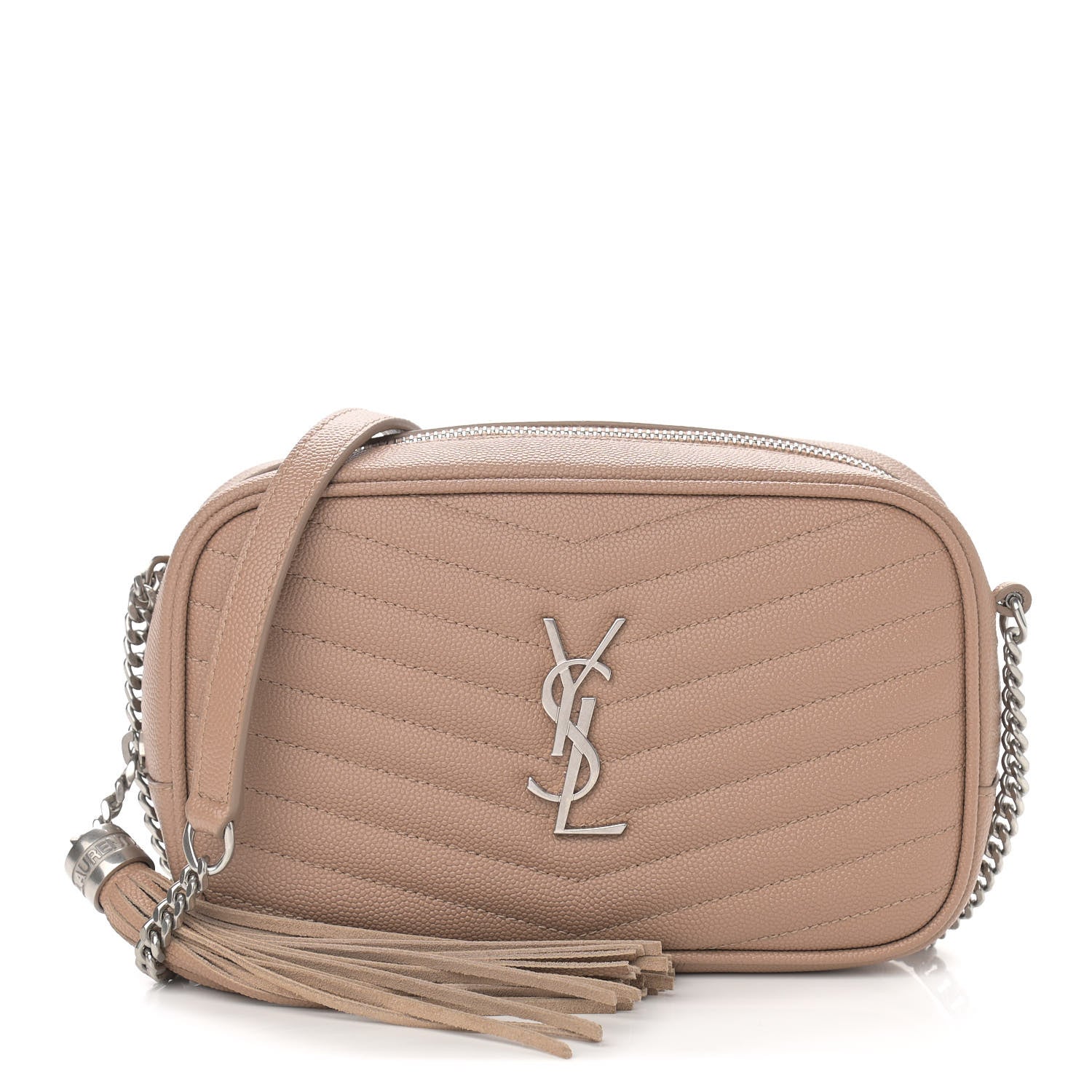 Saint Laurent Grain De Poudre Matelasse Monogram Mini Lou Camera Bag Dark Beige 1 of 12