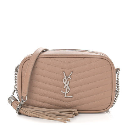 Saint Laurent Grain De Poudre Matelasse Monogram Mini Lou Camera Bag Dark Beige 1 of 12