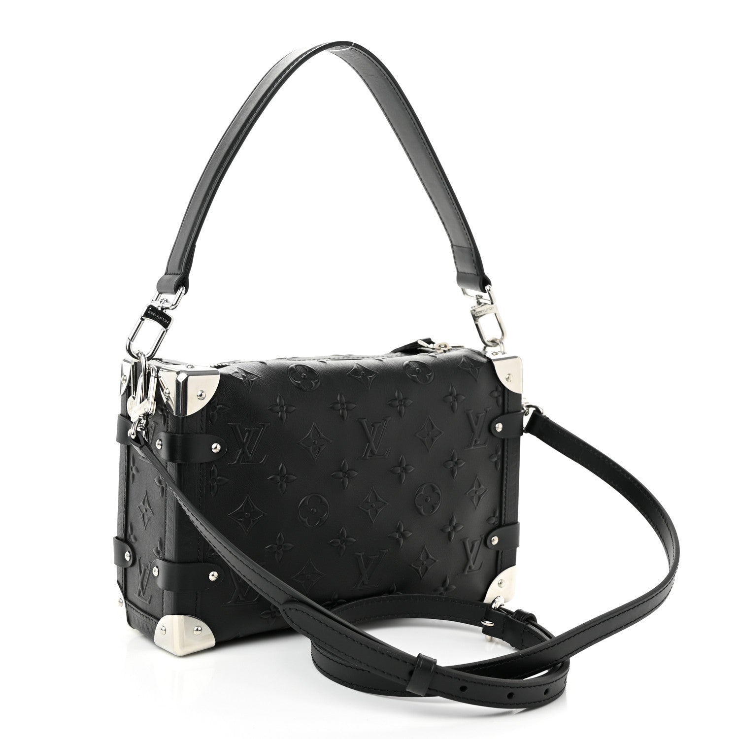 Louis Vuitton Calfskin Debossed Monogram Side Trunk Black 3 of 9