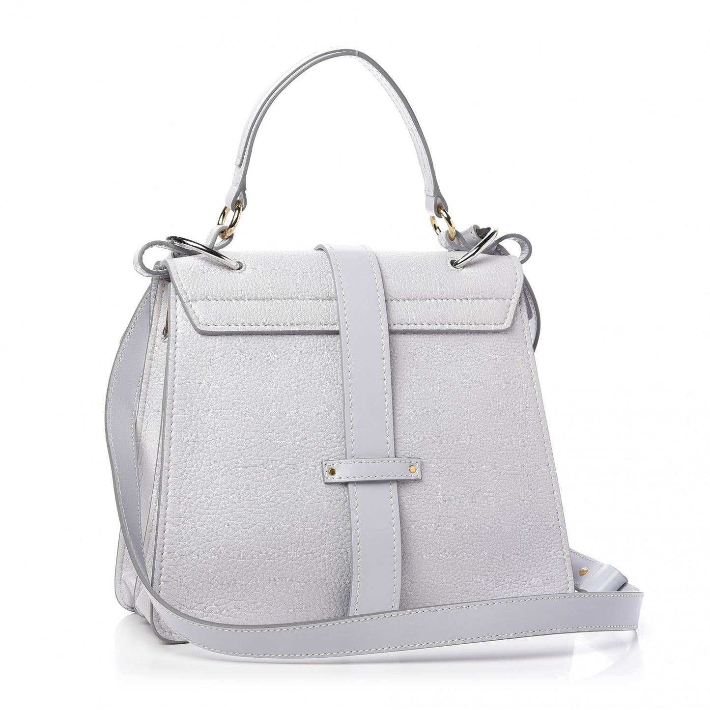 Shiny Grained Calfskin Medium Aby Day Shoulder Bag Airy Grey