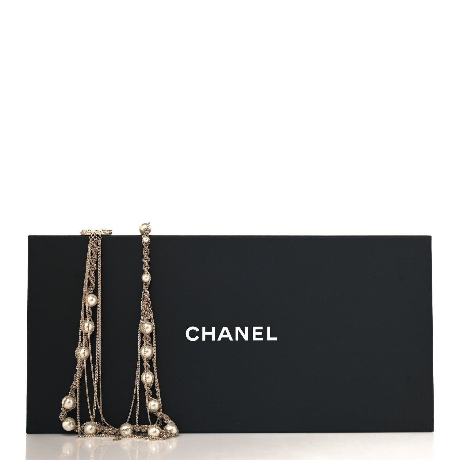 Chanel Pearl Multi Chain Braided Crystal CC Long Necklace  Gold 5 of 5