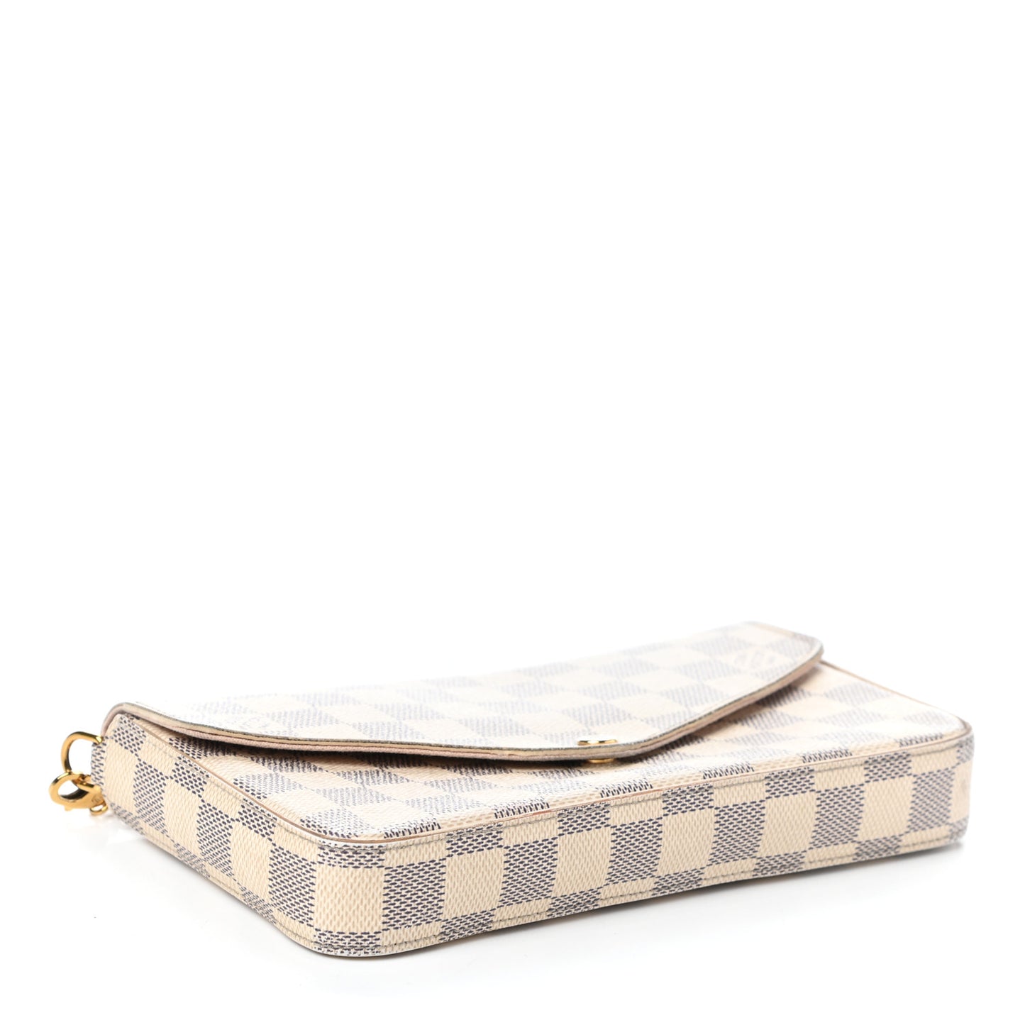 Damier Azur Pochette Felicie Chain Wallet Rose Ballerine