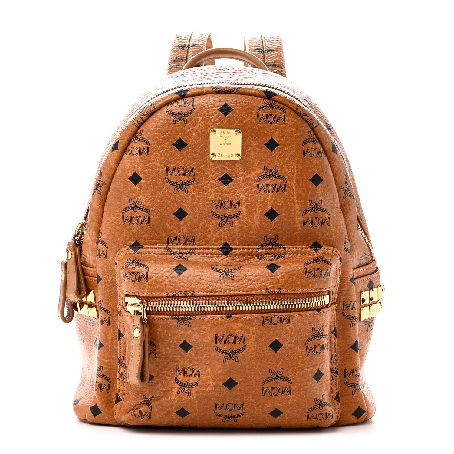 MCM Visetos Small Side Stud Stark Backpack Cognac 1 of 9