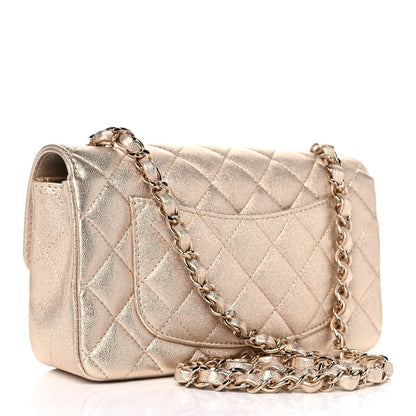 Chanel Metallic Lambskin Quilted Mini Rectangular Flap Gold 5 of 17