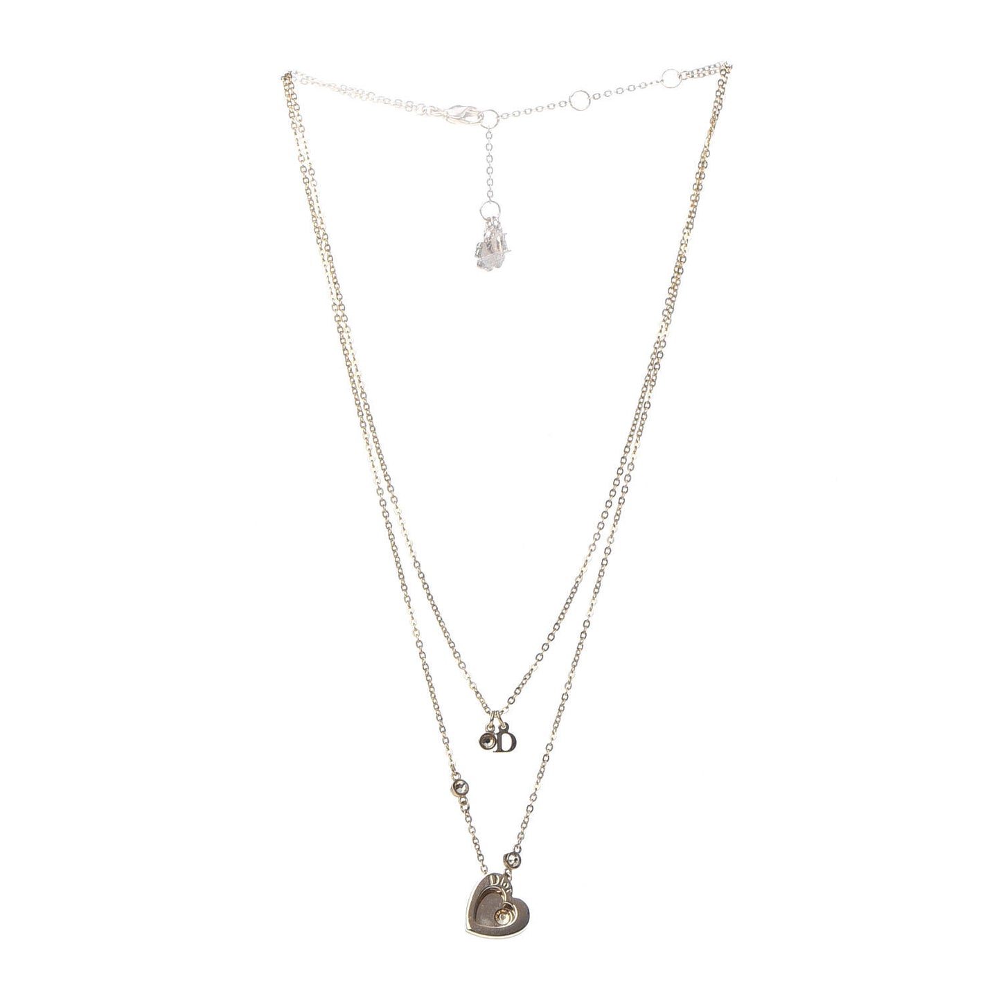 Crystal Heart Multi Strand Necklace Gold