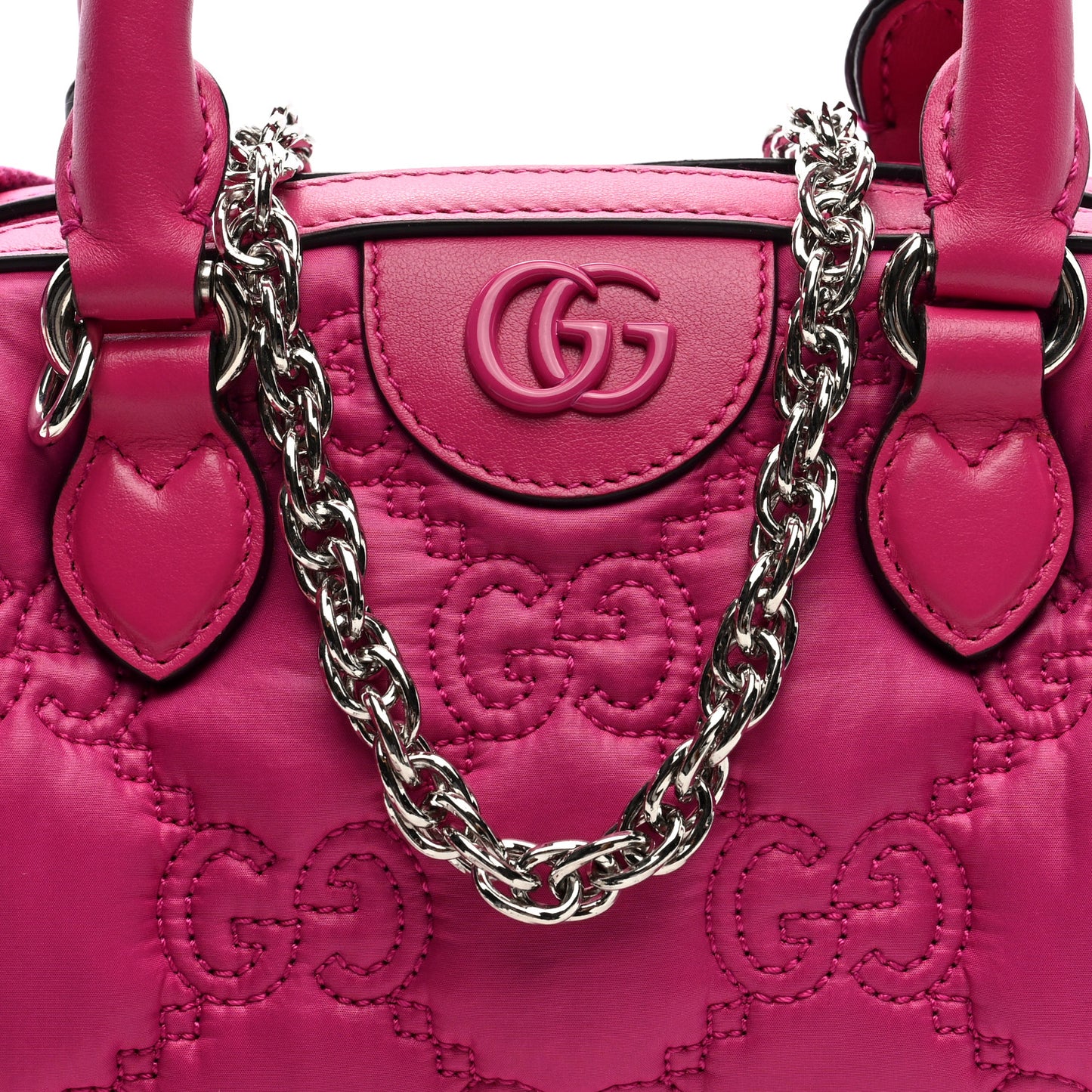 Nylon Calfskin Enamel GG Matelasse Mini Bowler Bag Lovely