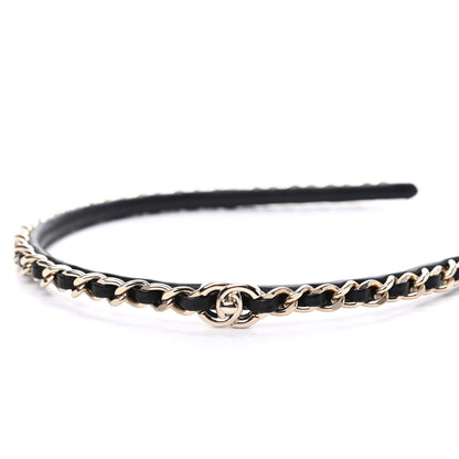 Chanel Metal Lambskin CC Turnlock Chain Headband Gold Black 5 of 6