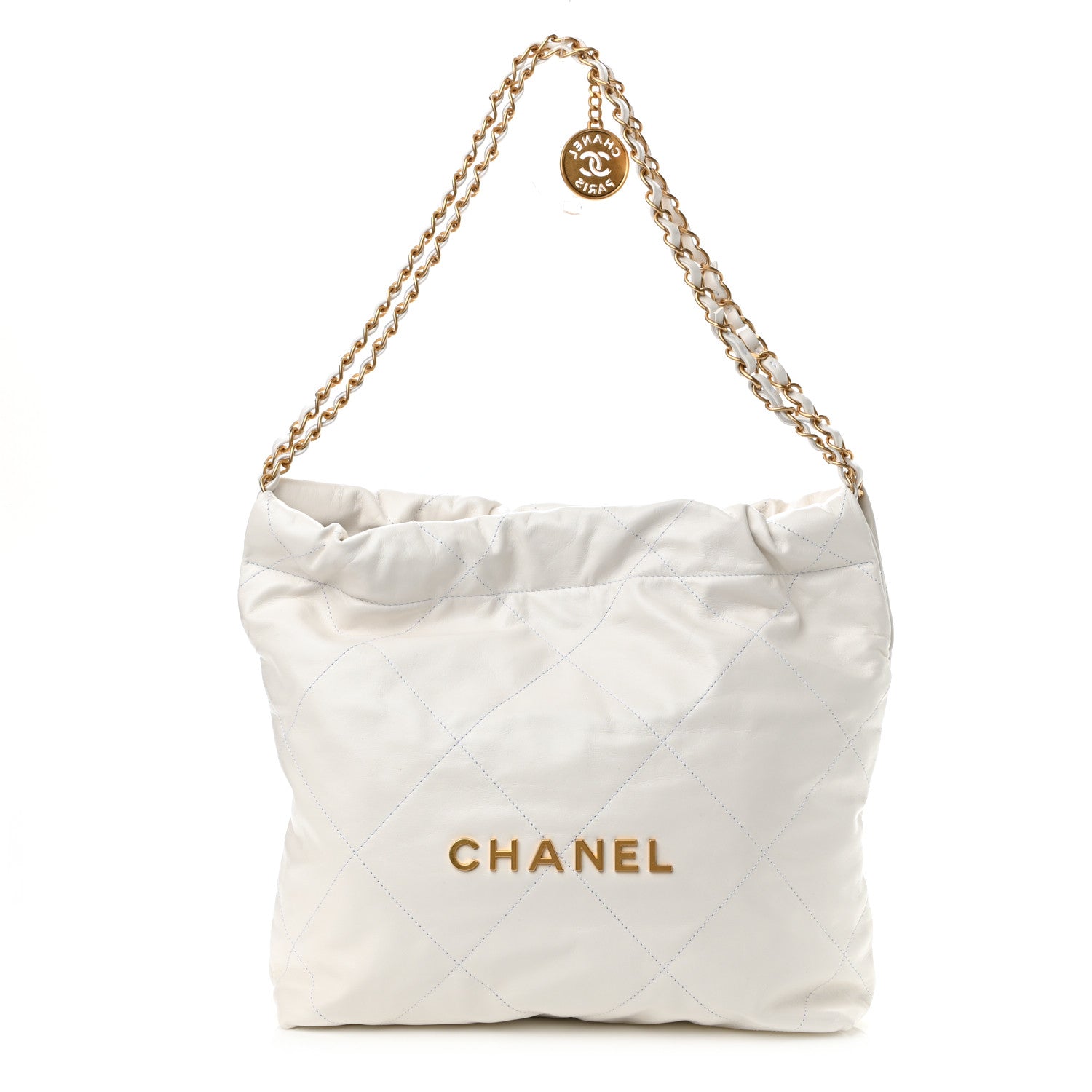 Chanel Shiny Calfskin Quilted Small Chanel 22 White 3 of 12
