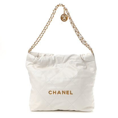 Chanel Shiny Calfskin Quilted Small Chanel 22 White 3 of 12