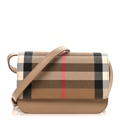 Burberry Grained Calfskin House Check Small Madison Shoulder Bag Chestnut Beige 1 of 9