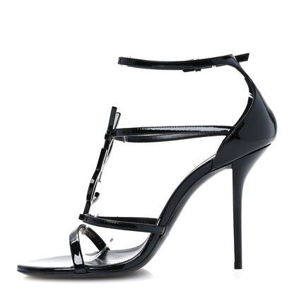 Saint Laurent Vernice Chiffon Cassandra 100 Ankle Strap Sandals 39 Black 1 of 10