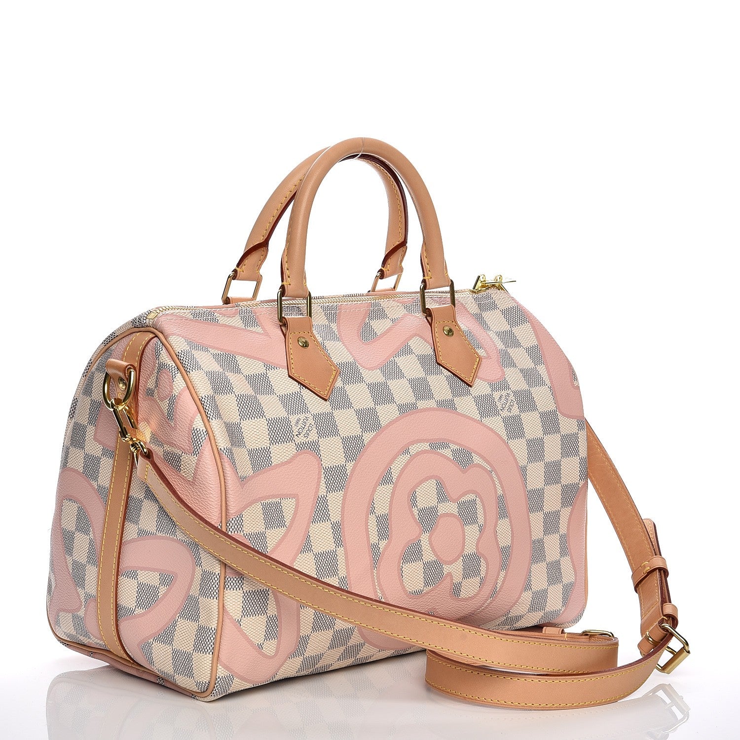 Louis Vuitton Damier Azur Tahitienne Speedy Bandouliere 30 Rose Ballerine 4 of 9