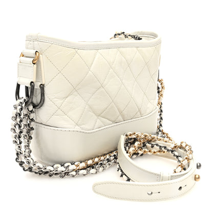 Chanel Aged Calfskin Quilted Small Gabrielle Hobo White 3 of 10